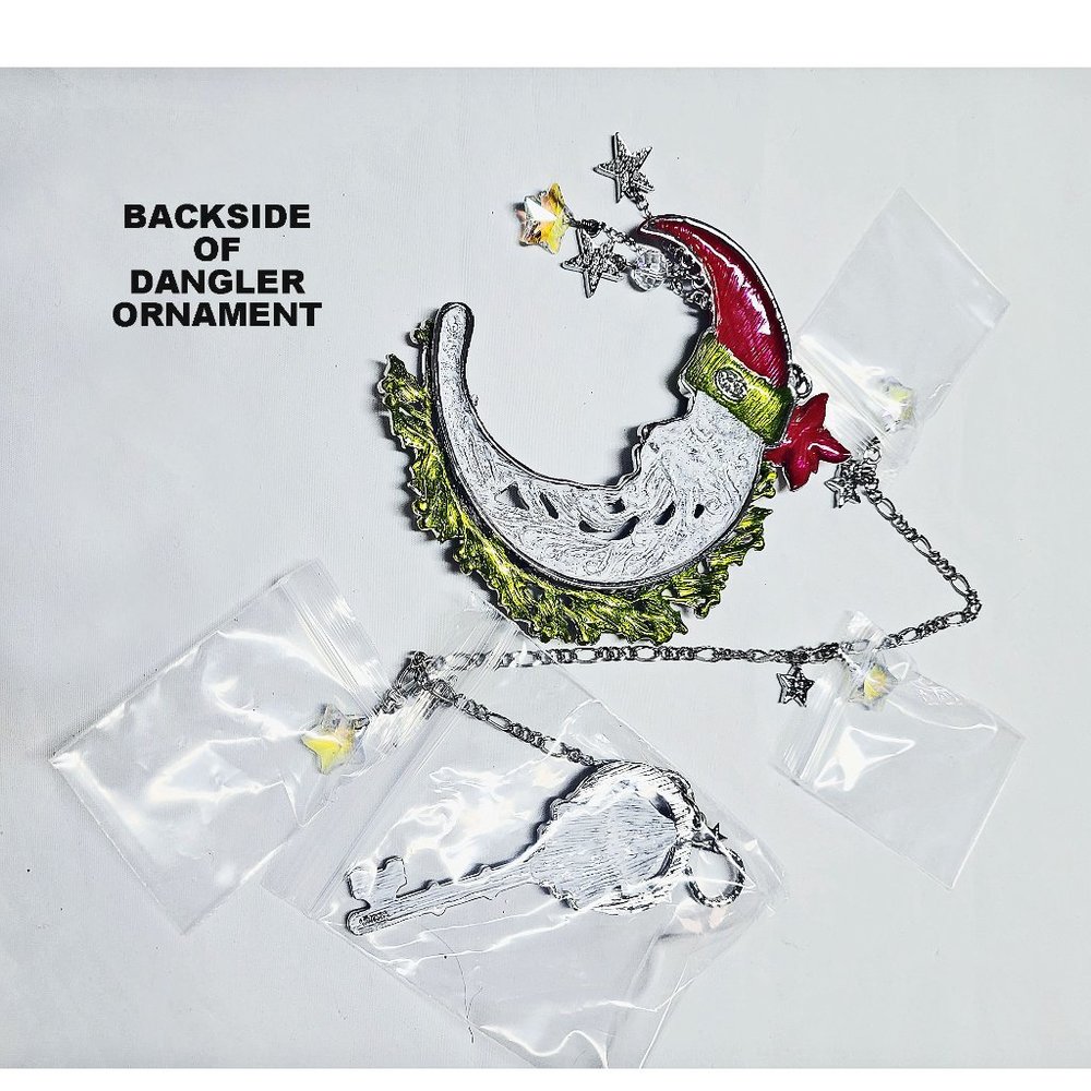 Kirks Folly CHRISTMAS MAGIC SANTA & KEY SHIMMER MOON Ornament Dangler Silvertone - Picture 4 of 13